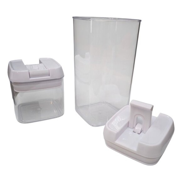 Airtight Food Storage Containers Set of 7 Clear White BPA Free Plastic Storage - Picture 8 of 12